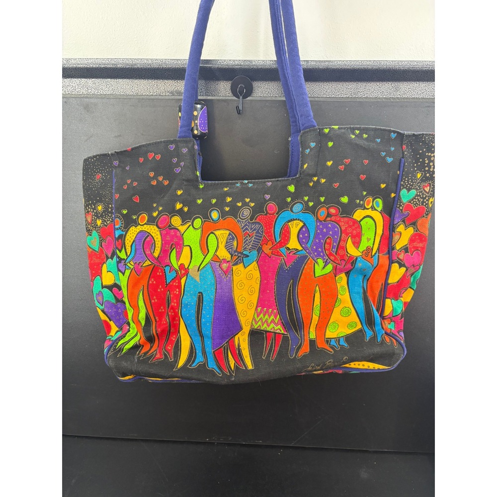 Laurel Burch Canvas Tote Bag Kindred Spirits People Hearts Multi-Color Artistic - Picture 9 of 12